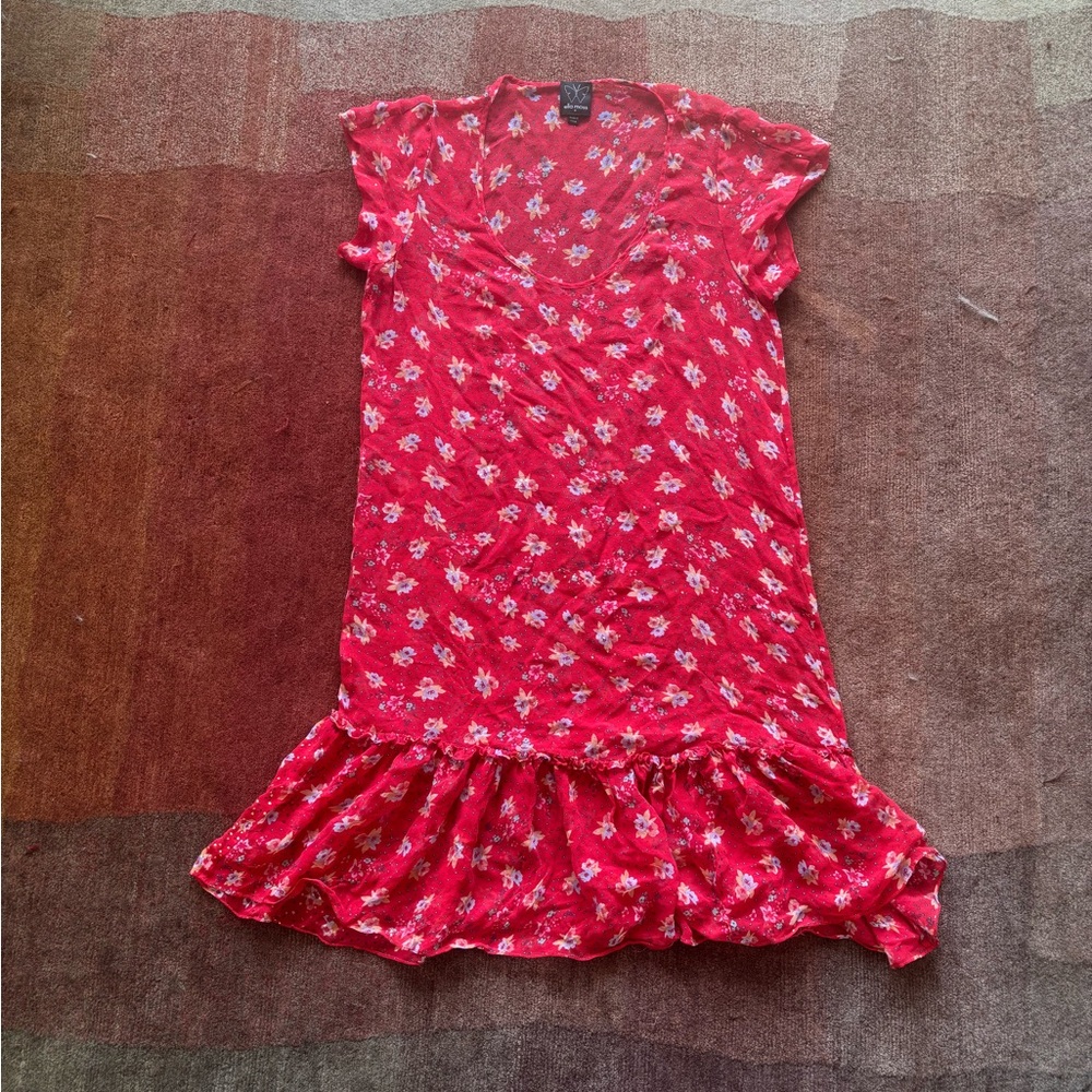 Ella Moss Red Floral Casual Dress/Cover Up - Sz M